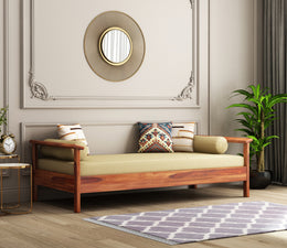 Borvethis Sheesham Wood Divan with Mattress (Honey Finish)