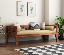 Asenthor Sheesham Wood Divan with Mattress (Honey Finish)