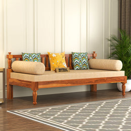 Xandorien Sheesham Wood Divan with Mattress (Honey Finish)