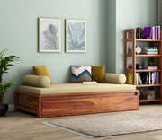 Wyntralis Sheesham Wood Storage Divan with Mattress (Honey Finish)