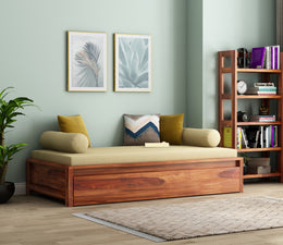Wyntralis Sheesham Wood Storage Divan with Mattress (Honey Finish)
