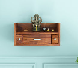 Ulverin Sheesham Wood Home Temple (Honey Finish)
