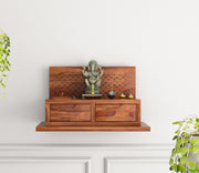 Thravinor Sheesham Wood Home Temple (Honey Finish)