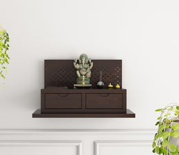 Thravinor Sheesham Wood Home Temple (Honey Finish)