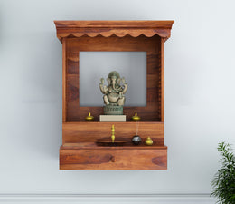 Stalvior Sheesham Wood Home Temple (Honey Finish)