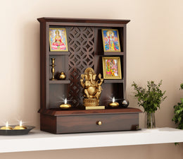 Quendrios Sheesham Wood Home Temple (Honey Finish)