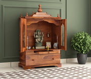 Pextoris Sheesham Wood Home Temple (Honey Finish)