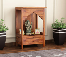 Olvethian Sheesham Wood Home Temple (Honey Finish)