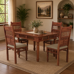 Maharaja Sheesham Wood Dining Set 4 Seater (Honey Finish)
