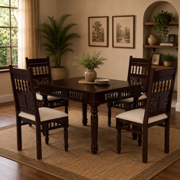 Maharaja Sheesham Wood Dining Set 4 Seater (Walnut Finish)