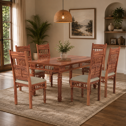 Maharaja Sheesham Wood Dining Set 6 Seater (Honey Finish)