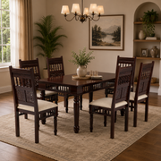 Maharaja Sheesham Wood Dining Set 6 Seater (Walnut Finish)