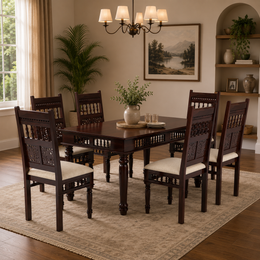 Maharaja Sheesham Wood Dining Set 6 Seater (Walnut Finish)