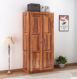 Borenthis Sheesham Wood 2 Door Wardrobe (Honey Finish)