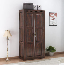 Borenthis Sheesham Wood 2 Door Wardrobe (Walnut Finish)