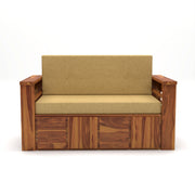 Aryavex Sheesham Wood 2 Seater Sofa Bed With Storage (Honey Finish)
