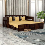 Aryavex Sheesham Wood 3 Seater Sofa Bed With Storage (Walnut Finish)