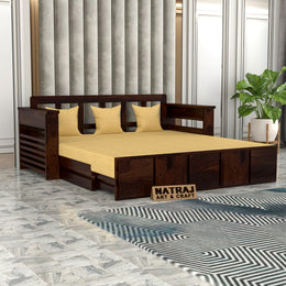 Aryavex Sheesham Wood 3 Seater Sofa Bed With Storage (Walnut Finish)
