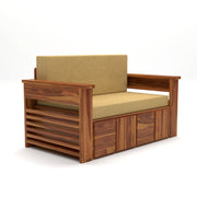 Aryavex Sheesham Wood 2 Seater Sofa Bed With Storage (Honey Finish)