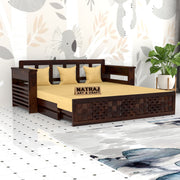 Vedyan Sheesham Wood 3 Seater Sofa Bed With Storage (Walnut Finish)