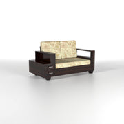 Jorvian Suede 6 Seater Solid Wood Sofa (Walnut Finish)