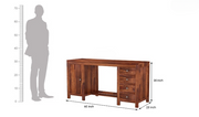 Yvithon Sheesham Wood Study Table with Four Drawers & Cabinet (Honey Finish)