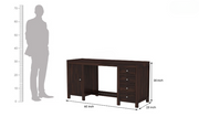 Yvithon Sheesham Wood Study Table with Four Drawers & Cabinet (Walnut Finish)