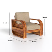 Curve 5 Seater Solid Wood Sofa (Honey Finish)