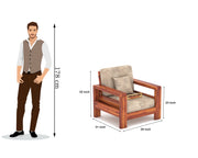 New Outer 5 Seater Solid Wood Sofa (Honey Finish)