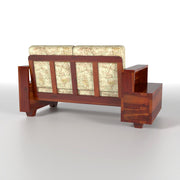 Jorvian Suede 6 Seater Solid Wood Sofa (Honey Finish)