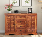 Xorven Sheesham Wood Cabinet and Sideboard (Honey Finish)