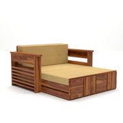 Aryavex Sheesham Wood 2 Seater Sofa Bed With Storage (Honey Finish)