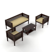 Yokriayn 5 Seater Solid Wood Sofa (Walnut Finish)