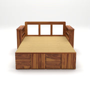 Aryavex Sheesham Wood 2 Seater Sofa Bed With Storage (Honey Finish)