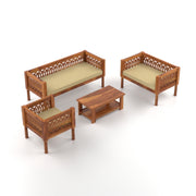 Yokriayn 6 Seater Solid Wood Sofa (Honey Finish)