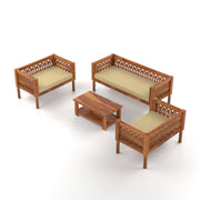 Yokriayn 7 Seater Solid Wood Sofa (Honey Finish)
