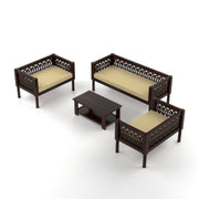 Yokriayn 7 Seater Solid Wood Sofa (Walnut Finish)