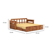 Aryavex Sheesham Wood 3 Seater Sofa Bed With Storage (Honey Finish)