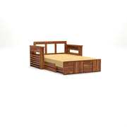 Aryavex Sheesham Wood 2 Seater Sofa Bed With Storage (Honey Finish)