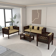 Yokriayn 6 Seater Solid Wood Sofa (Walnut Finish)