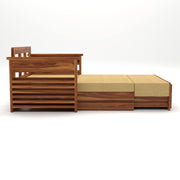 Aryavex Sheesham Wood 2 Seater Sofa Bed With Storage (Honey Finish)