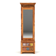 Gendrin Sheesham Wood Dressing Table with Mirror and Drawers (Honey Finish)