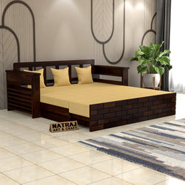 Suryav Sheesham Wood 3 Seater Sofa Bed With Storage (Walnut Finish)