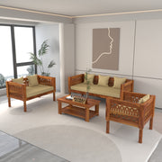 Yokriayn 6 Seater Solid Wood Sofa (Honey Finish)