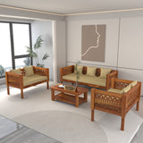 Yokriayn 7 Seater Solid Wood Sofa (Honey Finish)