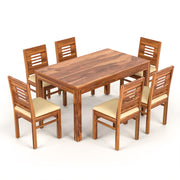 Ravendor Sheesham Wood Dining Set 6 Seater (Honey Finish)