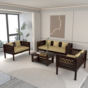 Yokriayn 7 Seater Solid Wood Sofa (Walnut Finish)