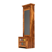 Gendrin Sheesham Wood Dressing Table with Mirror and Drawers (Honey Finish)