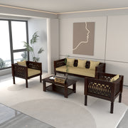 Yokriayn 5 Seater Solid Wood Sofa (Walnut Finish)
