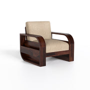 Curve 6 Seater Solid Wood Sofa (Walnut Finish)